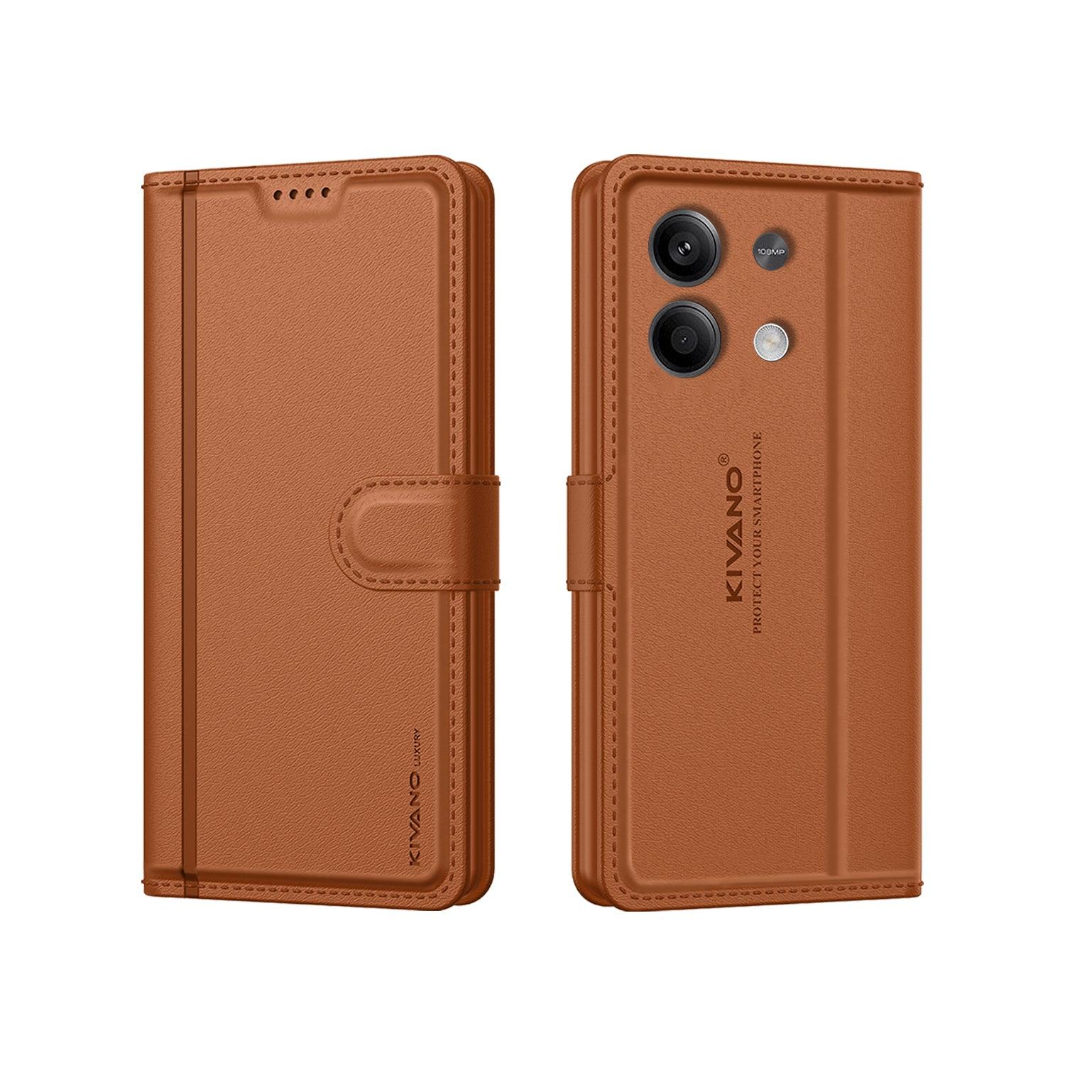 Leather Wallet Case for Xiaomi Redmi Note 13 5G ?Stylish Flip Folio Cover with Card Holder, Stand, and RFID Protection -KIVANO LUXE - Aibex